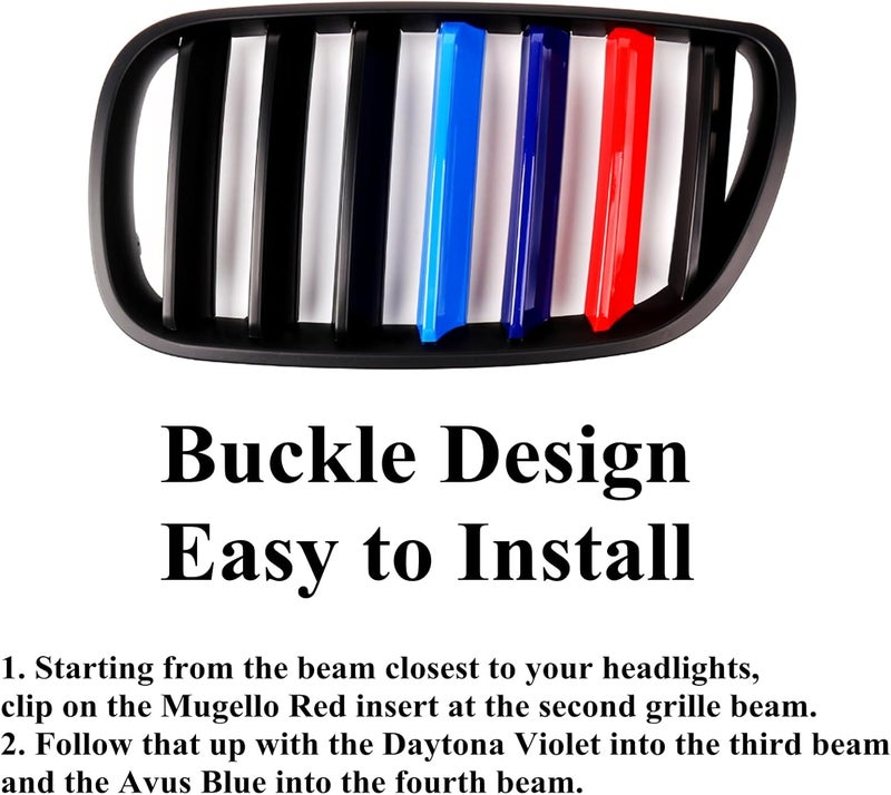 Goodream Tricolored Grille Insert Trims Compatible with BMW 2007 2008 2009 2010 E83 X3 LCI Accessories for 7-Beams Standard Kidney Grille - Image 5