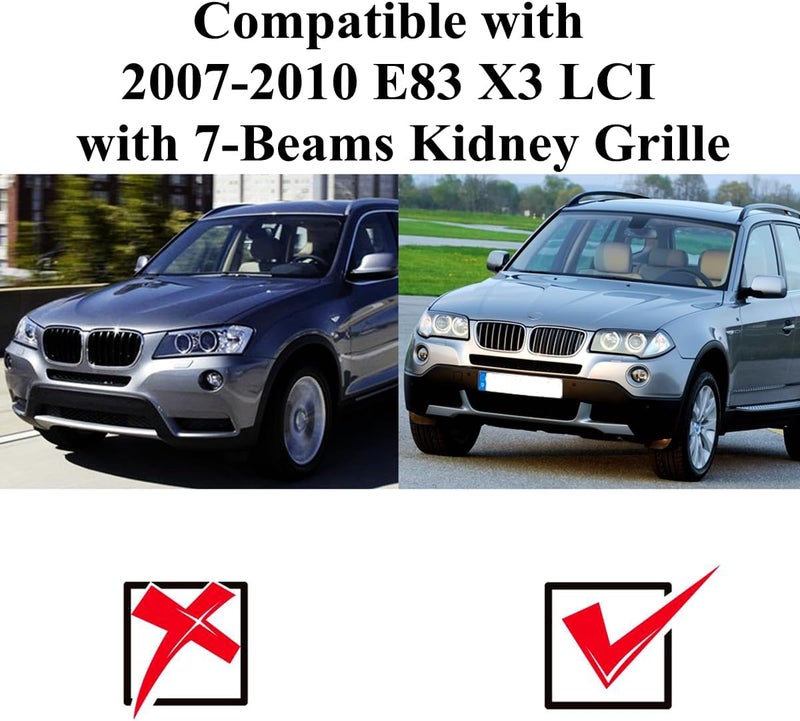Goodream Tricolored Grille Insert Trims Compatible with BMW 2007 2008 2009 2010 E83 X3 LCI Accessories for 7-Beams Standard Kidney Grille - Image 3