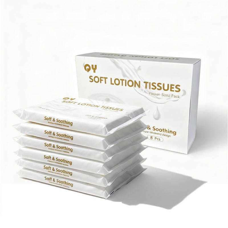 QingYa Lotion Facial Tissues,Ultra Soft 6-Ply Thicken,Travel Size Multipack Pocket Tissue, Hypoallergenic for Sensitive Skin and Babies, On-The-Go for Car, Purse, Office (20 Count-Pack of 8) - Image 1