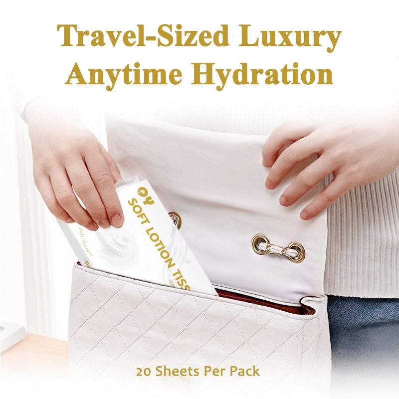 QingYa Lotion Facial Tissues,Ultra Soft 6-Ply Thicken,Travel Size Multipack Pocket Tissue, Hypoallergenic for Sensitive Skin and Babies, On-The-Go for Car, Purse, Office (20 Count-Pack of 8) - Image 5