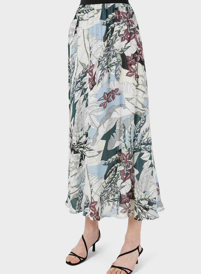 Refka by modanisa Floral Print Tiered Skirt
