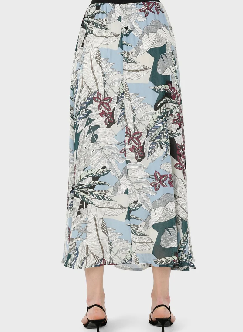 Refka by modanisa Floral Print Tiered Skirt