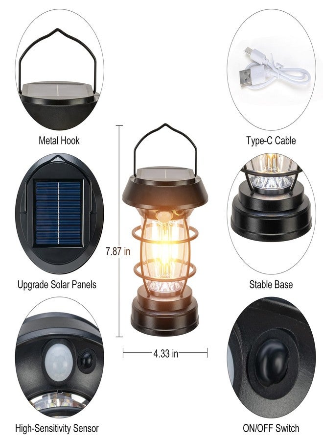 VZVXCC 2 Pack Solar Wall Lights Outdoor,4 Modes Solar Motion Sensor Lantern IP65 Waterproof Camping Lantern , Exterior Camping Light Front Porch Security Lamps Wall Mount Patio Fence Garage Decorative - Image 2