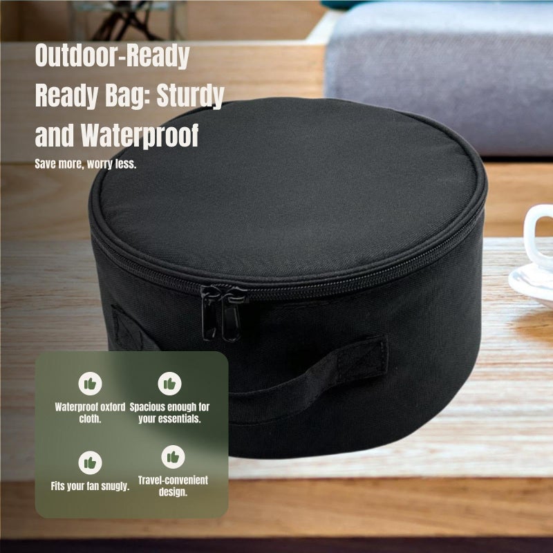 Folding Telescopic Fan Storage Bag, Waterproof Makeup Bag Multipurpose Dustproof with Zipper Portable Fan Handbag for Camping Travel Outside Picnic - Image 3