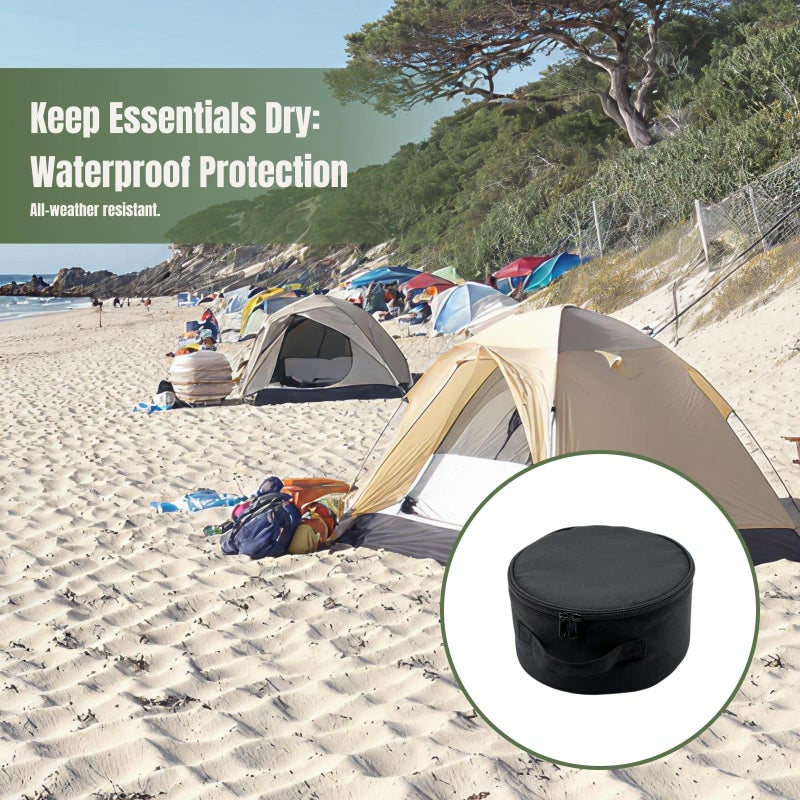 Folding Telescopic Fan Storage Bag, Waterproof Makeup Bag Multipurpose Dustproof with Zipper Portable Fan Handbag for Camping Travel Outside Picnic - Image 4