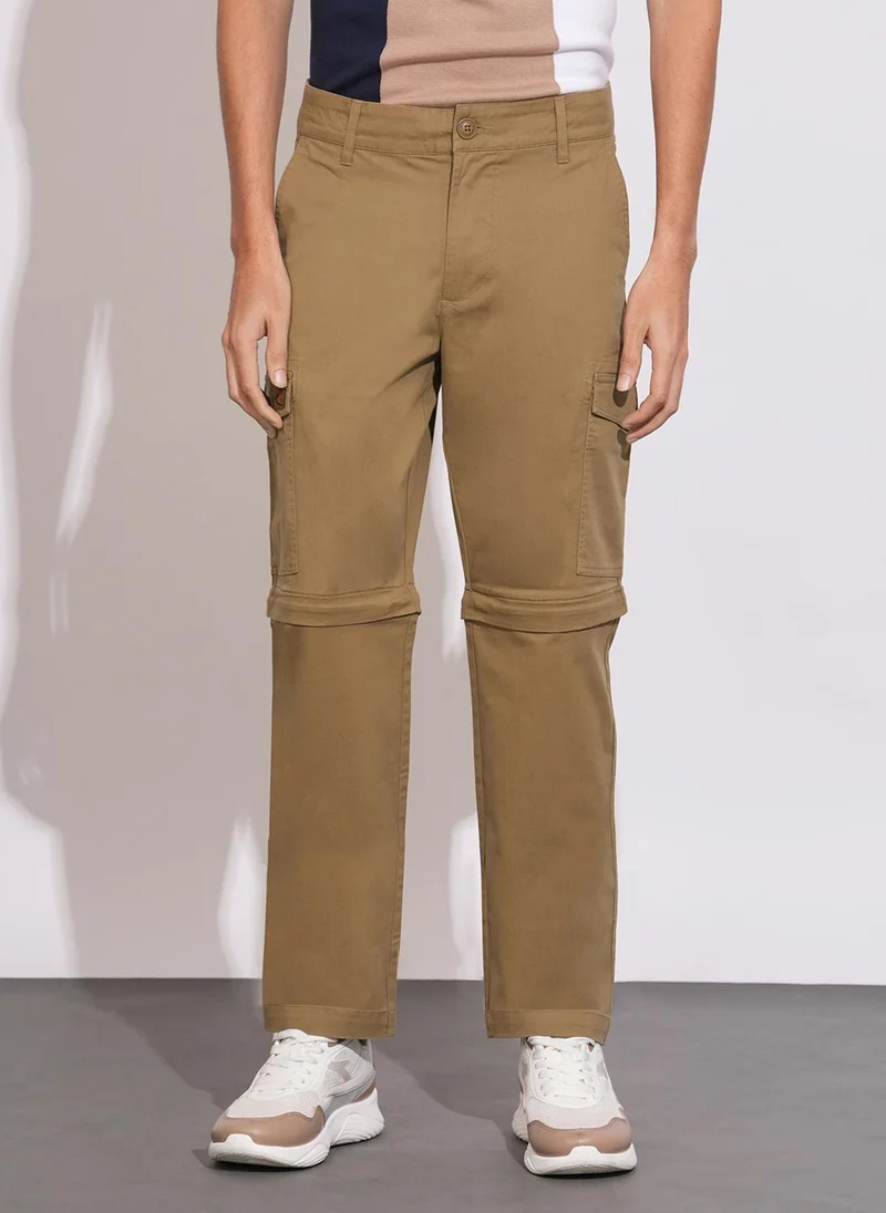 بيينغ هيومان Men Brown Solid Regular Fit Cargo Pants