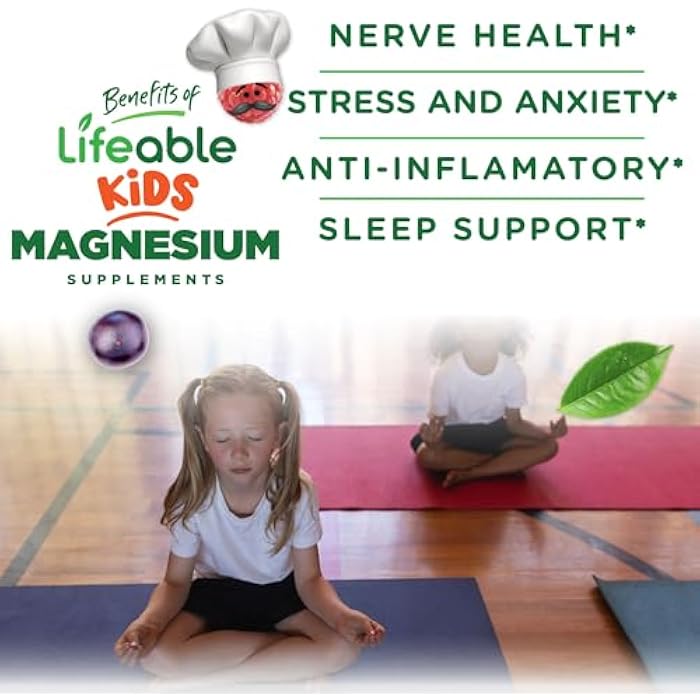 Lifeable Magnesium Gummies for Kids | 170mg Elemental Magnesium from 1,420mg Magnesium Citrate | Great Tasting Kids Magnesium Supplement | Muscle Support and Stress Relief Chewable | 90 Gummies - Image 3