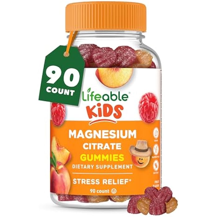 Lifeable Magnesium Gummies for Kids | 170mg Elemental Magnesium from 1,420mg Magnesium Citrate | Great Tasting Kids Magnesium Supplement | Muscle Support and Stress Relief Chewable | 90 Gummies - Image 1
