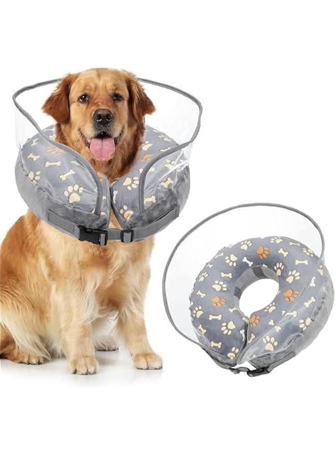 HOOKOR Dog Cone,Inflatable Dog Cone for Small, Medium and Large Dogs, Soft Cone for Dogs After Surgery with Adjustable Buckle and Cute Pattern to Stop Licking and Biting Wounds - M(Neck 9-12) - Image 1