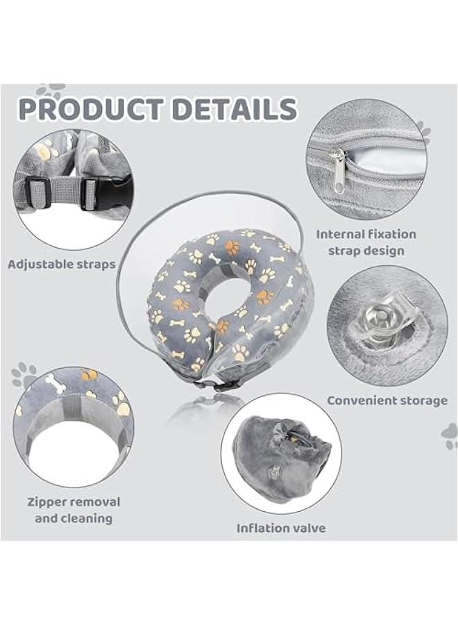 HOOKOR Dog Cone,Inflatable Dog Cone for Small, Medium and Large Dogs, Soft Cone for Dogs After Surgery with Adjustable Buckle and Cute Pattern to Stop Licking and Biting Wounds - M(Neck 9-12) - Image 2