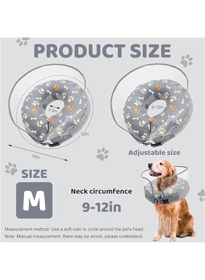 HOOKOR Dog Cone,Inflatable Dog Cone for Small, Medium and Large Dogs, Soft Cone for Dogs After Surgery with Adjustable Buckle and Cute Pattern to Stop Licking and Biting Wounds - M(Neck 9-12) - Image 3