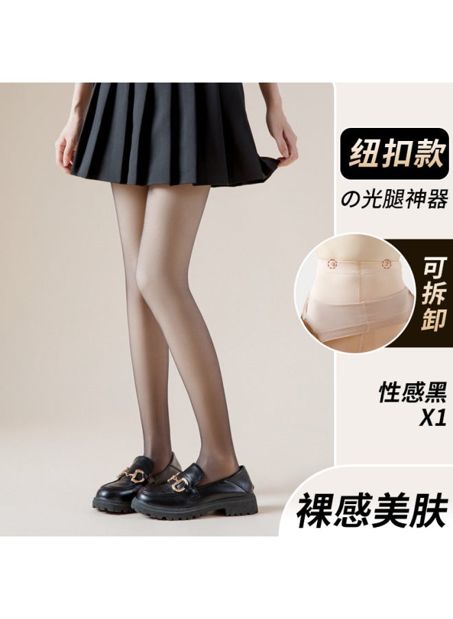 Button Light Leg Artifact Autumn And Winter Women's Silk Stockings Supernatural Detachable Replacement Double Layer Fleece-lined Base Pantyhose