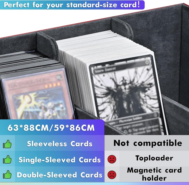 UAONO Card Storage Box for Trading Cards, Premium Card Deck Case Holds 1800+ Single Sleeved Cards for MTG Yugioh TCG, Strong Magnet Card Box Fits Magic Game Cards (Red) - Image 5