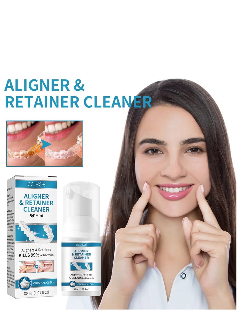 EELHOE Retainer Cleaner, Retainer Whitening Foam, Retainer Stain Removal Foam, Stain Removal Aligner, Retainer Cleaner, Teeth Whitening Foam, Mouth Guard Cleaner, Retainer Cleaning Foam for Oral Care 30ml - Image 2