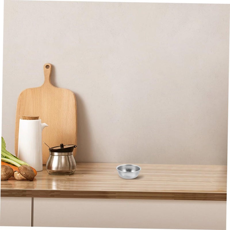 2 Pcs Aluminum Dipping Cups Round Condiment Bowls Nonstick Easy Clean Compact Design For Sushi Salad Sauces Silver Plates - Image 5