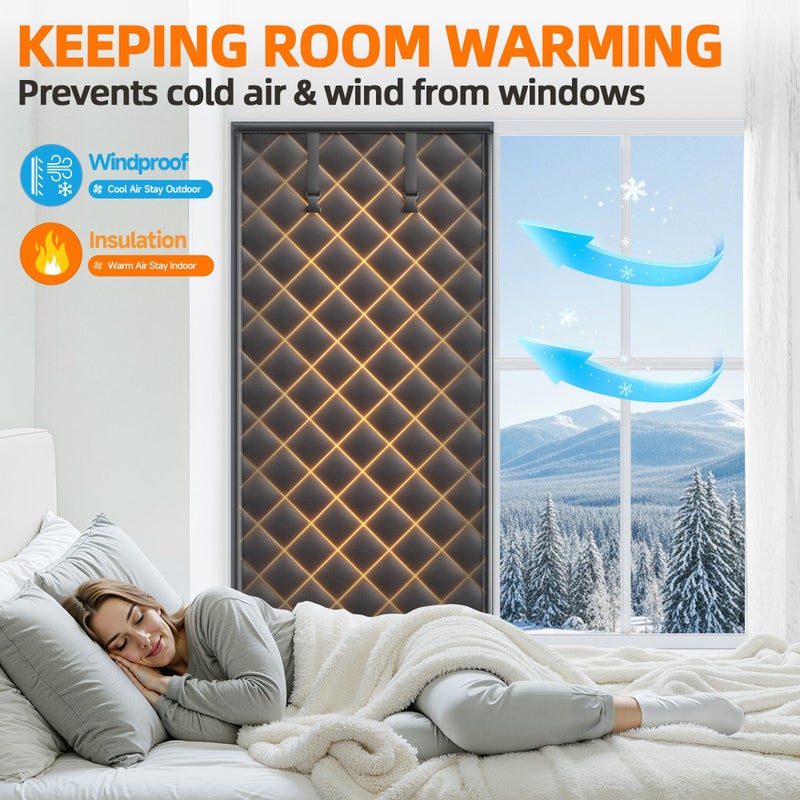 Tlany Window Insulation Kit for Winter 27"x39" Cold Weather Thermal Curtain with Heavy Cotton, Insulated Window Cover for Winter & Windows Draft Blocker for Winterizing Windows in Home RV Basementâ€“Black - Image 2