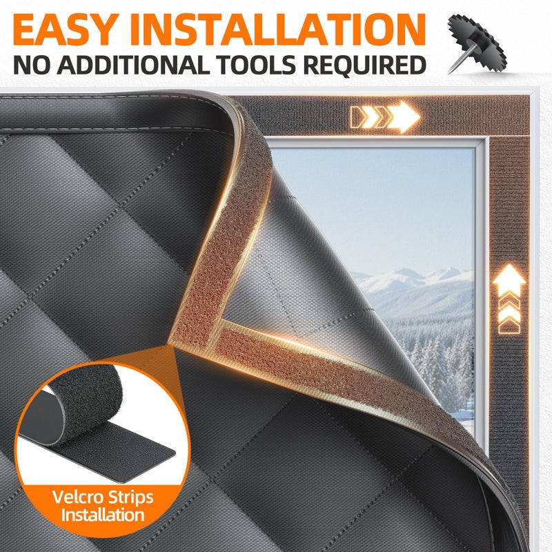 Tlany Window Insulation Kit for Winter 27"x39" Cold Weather Thermal Curtain with Heavy Cotton, Insulated Window Cover for Winter & Windows Draft Blocker for Winterizing Windows in Home RV Basementâ€“Black - Image 4