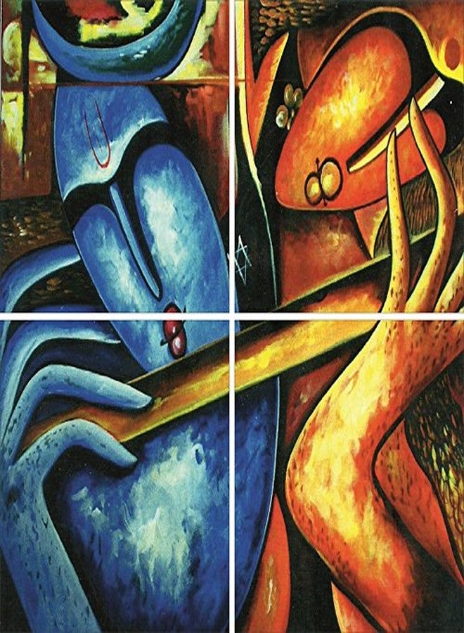 ديكور حائط خشبي من أربع قطع من Go Hooked (45 سم × 45 سم × 1 سم، مجموعة من 4 قطع، MDF4RDORRK)