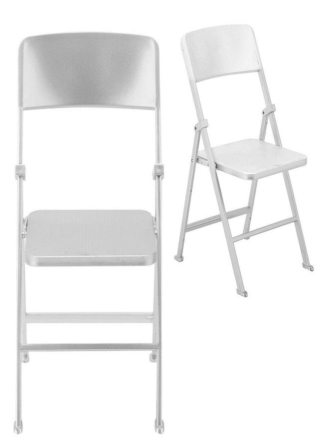Zerodis 1/6 Scale Dollhouse Folding Chair Miniature Simulation Metal Chair Furniture Tiny Doll House Furniture Model Toys for Dolls Action Figure(Silver) - Image 3