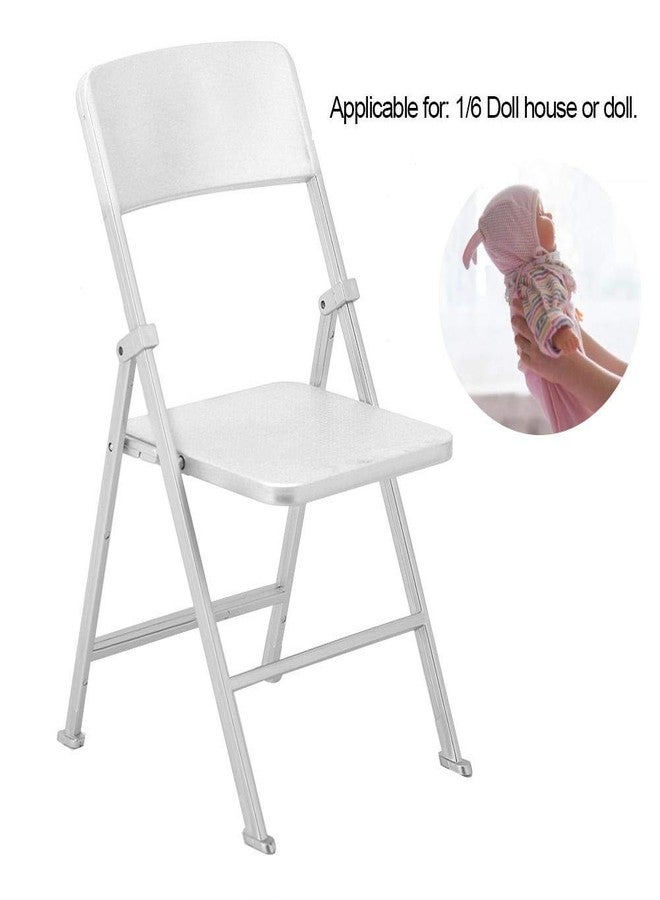 Zerodis 1/6 Scale Dollhouse Folding Chair Miniature Simulation Metal Chair Furniture Tiny Doll House Furniture Model Toys for Dolls Action Figure(Silver) - Image 2