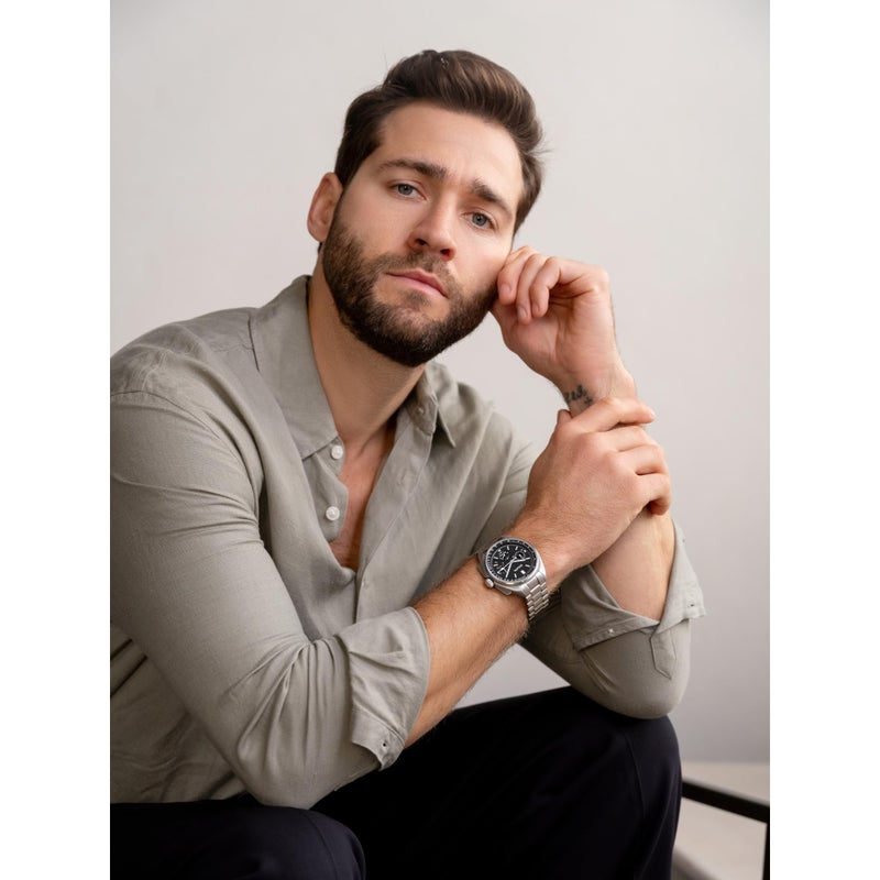 Bulova ساعة بولوفا للرجال من سلسلة الأرشيف - لونا بايلوت 6 يد كرونوغراف أداء عالي كوارتز ستانلس ستيل، كريستال ياقوتي، الطراز: 96B258 - Image 4