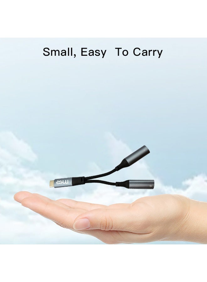 آیمی محول صوت 2 في 1 من IMEE Plus IM-227 Type-C إلى Dual Type-C (12 سم) كابل مضفر من سبائك الألومنيوم وموزع صوت عالي الدقة وشحن سريع متوافق مع الهواتف والأجهزة اللوحية وأجهزة الكمبيوتر المحمولة وأجهزة USB-C - Image 2