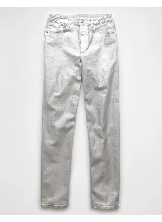 امريكان ايجل جينز واسع مستقيم بخصر عالٍ معدني مطاطي