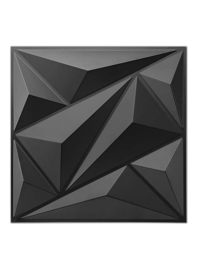 10Pcs Decorative 3D Wall Panels in Diamond Design 3D Wall Panel Diamond for Interior Wall Décor PVC Flower Textured Wall Panels for Living Room Lobby Bedroom Hotel Office Black 30 * 30cm - Image 1