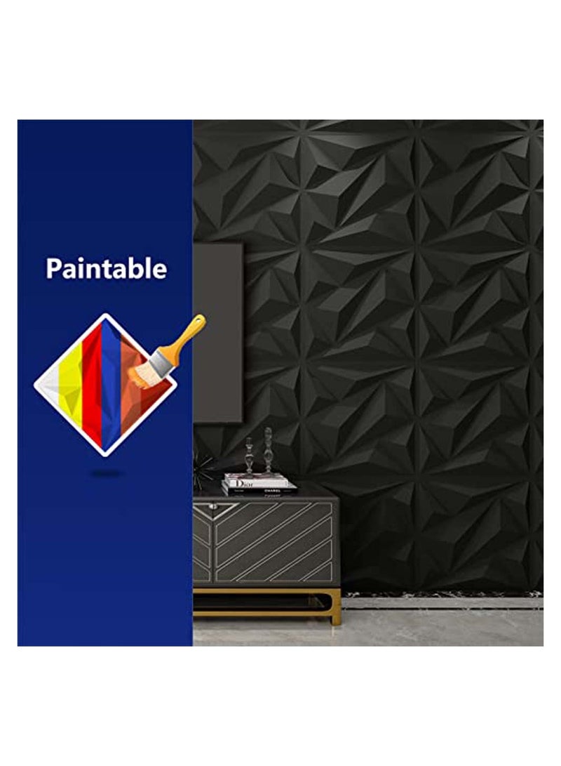 10Pcs Decorative 3D Wall Panels in Diamond Design 3D Wall Panel Diamond for Interior Wall Décor PVC Flower Textured Wall Panels for Living Room Lobby Bedroom Hotel Office Black 30 * 30cm - Image 5