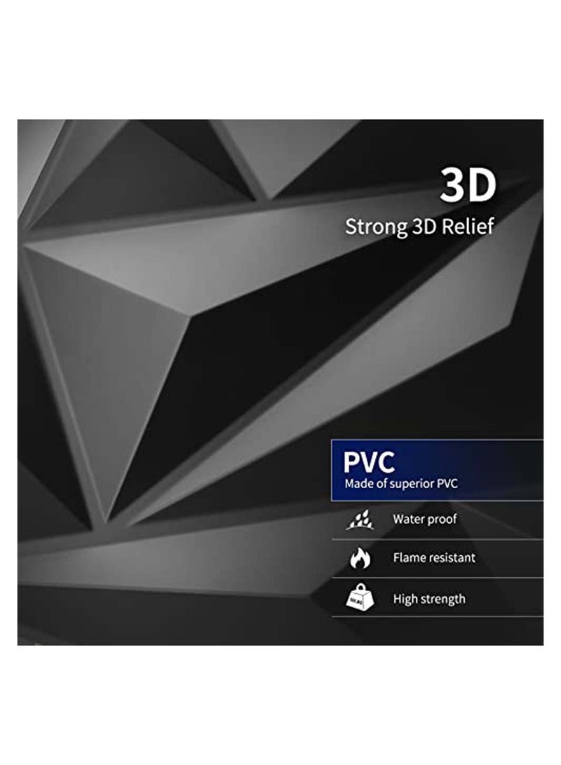 10Pcs Decorative 3D Wall Panels in Diamond Design 3D Wall Panel Diamond for Interior Wall Décor PVC Flower Textured Wall Panels for Living Room Lobby Bedroom Hotel Office Black 30 * 30cm - Image 4