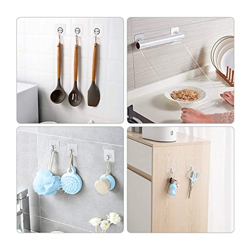 REZDAX Adhesive Hooks for Hanging Heavy Duty Wall Hooks 13.2lbs Self Adhesive Towel Hook Waterproof Transparent Hooks for Keys Bathroom Shower Outdoor Kitchen Door Home Sticky Hooks (24 PCs) - Image 4