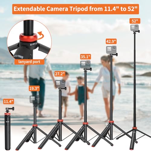 UURig Extendable Selfie Stick Tripod for GoPro Max Hero 10 9 8 7 6 5 4, DJI Osmo Action, Insta 360 One R and More Action Camera（50.7''） - Image 2