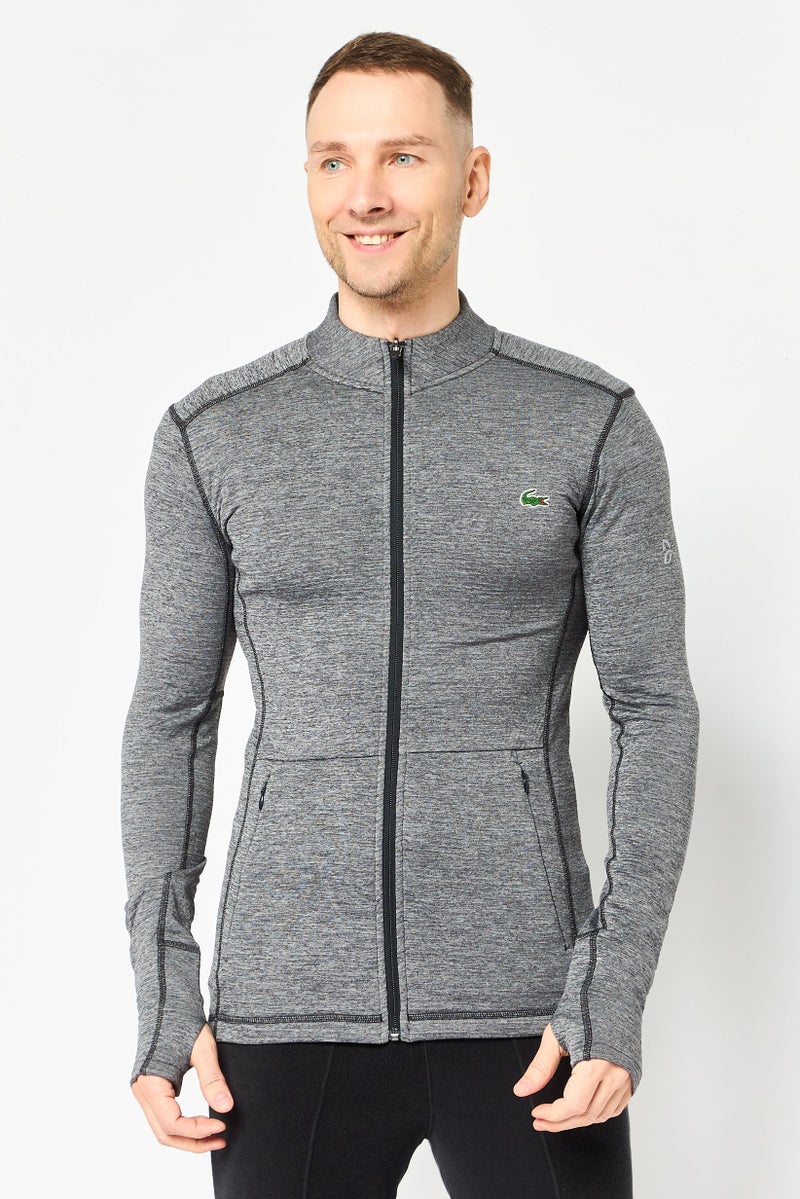 Lacoste Sport Men Sportwear Fit Long Sleeve Outdoor Sweatshirt, Heather Grey - Image 1