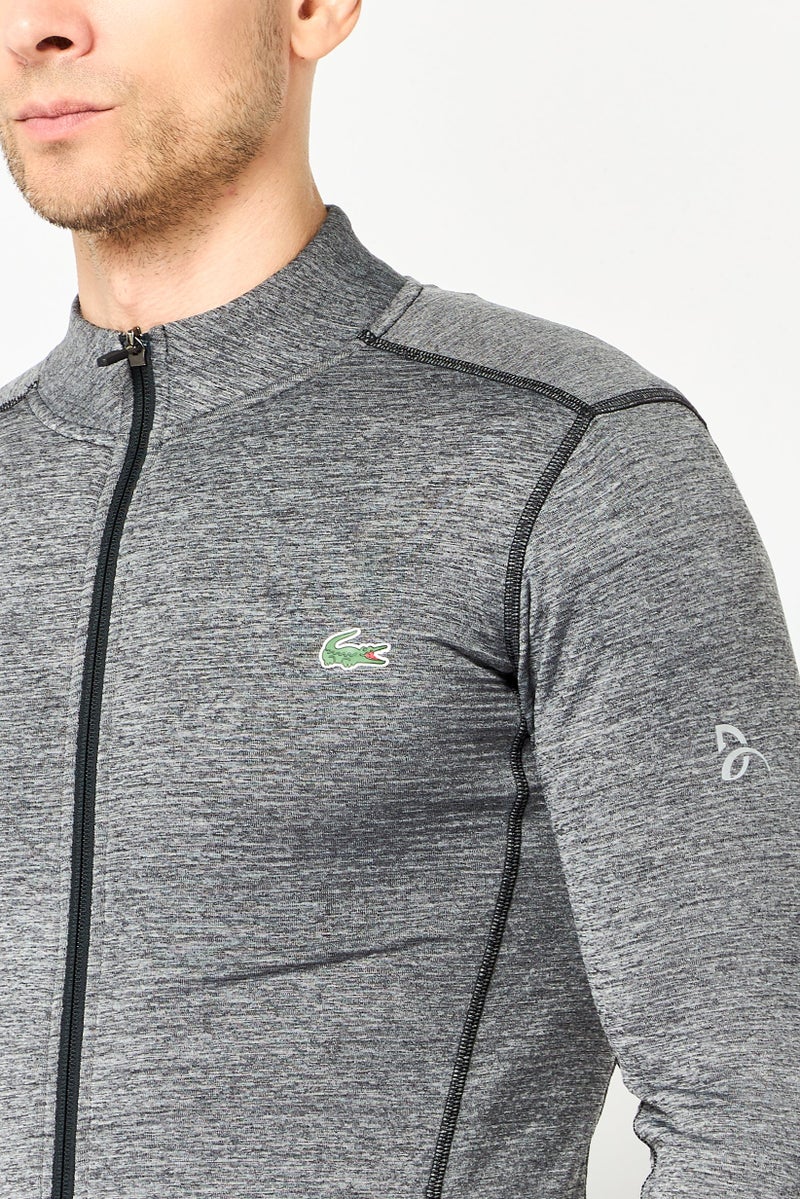 Lacoste Sport Men Sportwear Fit Long Sleeve Outdoor Sweatshirt, Heather Grey - Image 3