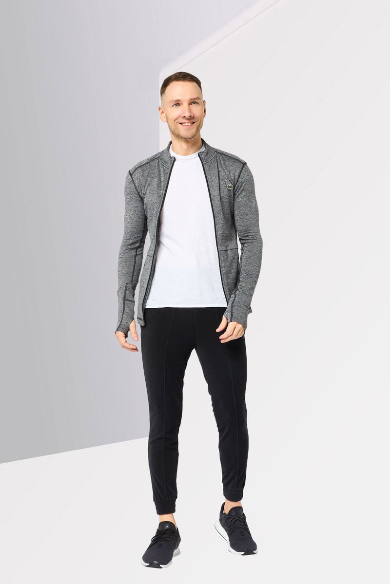 Lacoste Sport Men Sportwear Fit Long Sleeve Outdoor Sweatshirt, Heather Grey - Image 2