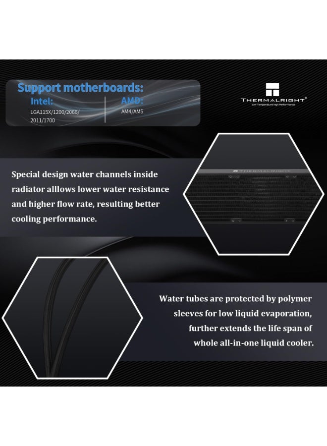 Thermalright FW360 Ultra ARGB Black CPU AIO Cooler,PC 360 Specification Water Cooler System,IPS LCD Screen with 480x480 Resolution,for AM5&Intel LGA1700/1851,High Performance Pump,2.88 in LCD Screen - Image 5