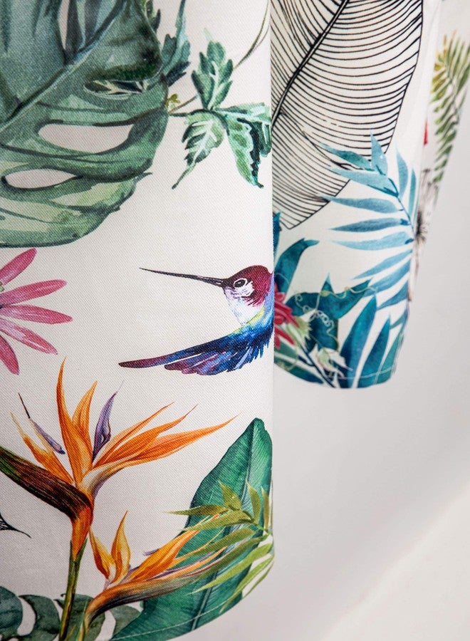 ميزون دي هيرمين طقم ستائر مطبخ من Maison d'Hermine للنوافذ، مصنوع من القطن بنسبة 100%، يتضمن ستائر مطبخ وستائر علوية للمنزل [طبقتان (28 × 36 بوصة) وستارة علوية واحدة (56 × 18 بوصة)]، بنمط ريفي أو مقهى (تروبيك). - Image 5