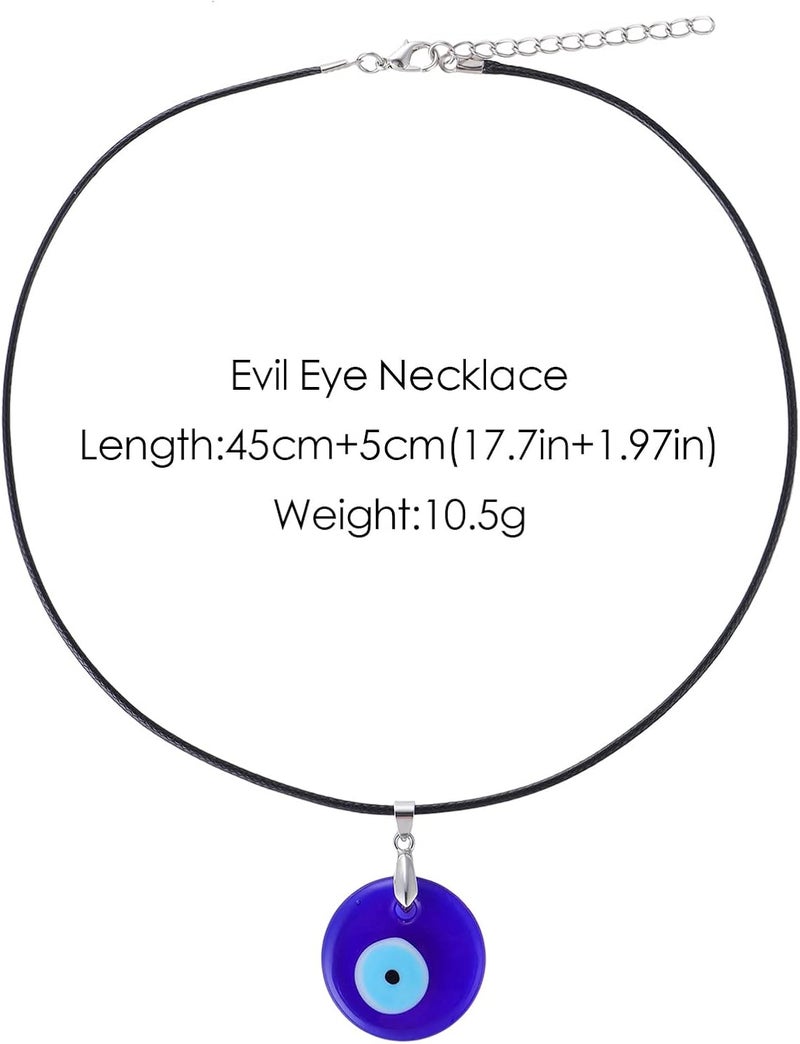 كلاراكو قلادة عين الحسد، قلادة عين تركية زرقاء كبيرة، وقلادة فطر ملونة مزينة بالخرز للنساء والرجال، قلادة لجلب الحظ والحماية - Image 3