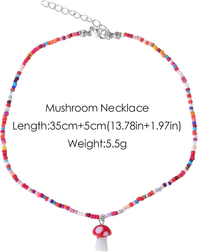 كلاراكو قلادة عين الحسد، قلادة عين تركية زرقاء كبيرة، وقلادة فطر ملونة مزينة بالخرز للنساء والرجال، قلادة لجلب الحظ والحماية - Image 4