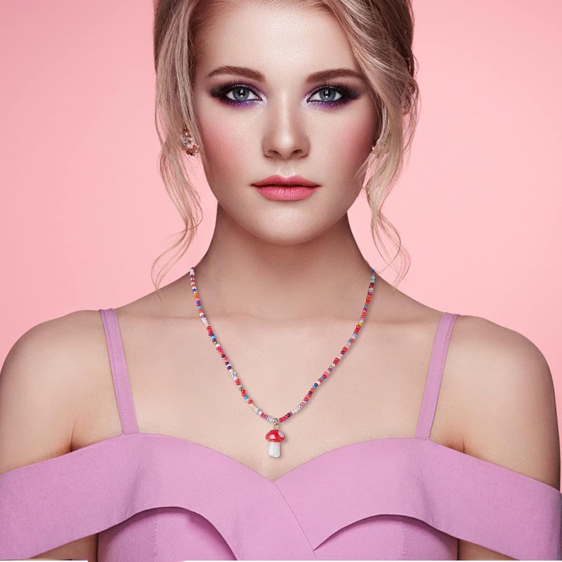 كلاراكو قلادة عين الحسد، قلادة عين تركية زرقاء كبيرة، وقلادة فطر ملونة مزينة بالخرز للنساء والرجال، قلادة لجلب الحظ والحماية - Image 2