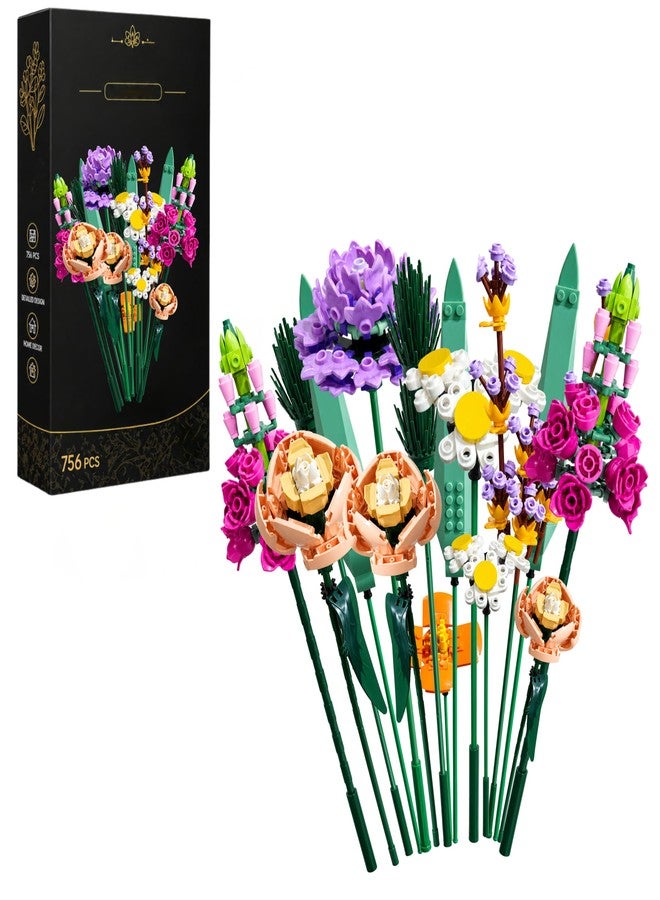Prplet Flower Bouquet Building Blocks Set | Botanical Artificial Flower Decor Toy (756 Pieces) | DIY Creative Brick Bouquet for Home & Office Decoration - Image 1
