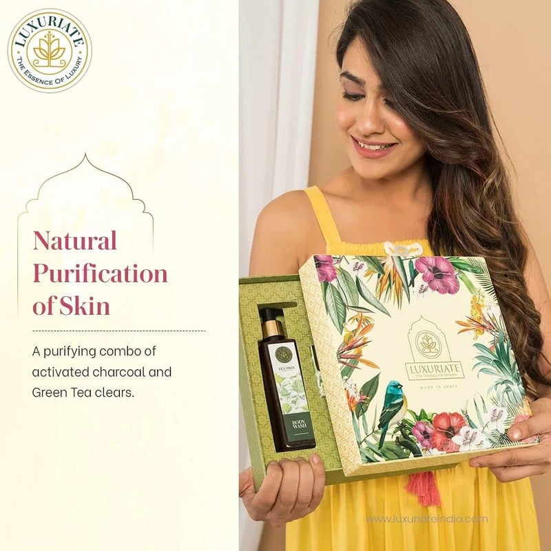 LUXURIATE Parijat Body Care Gift Set Box 3PC - Soap, Body Wash, Face Wash Gift for Sister | Gift for Diwali | Gift for Wedding | Gift for Women - Image 3