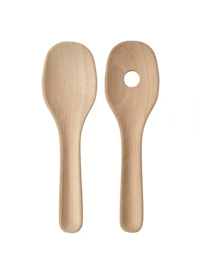 2-piece salad serving set, made of solid birch wood - Image 1