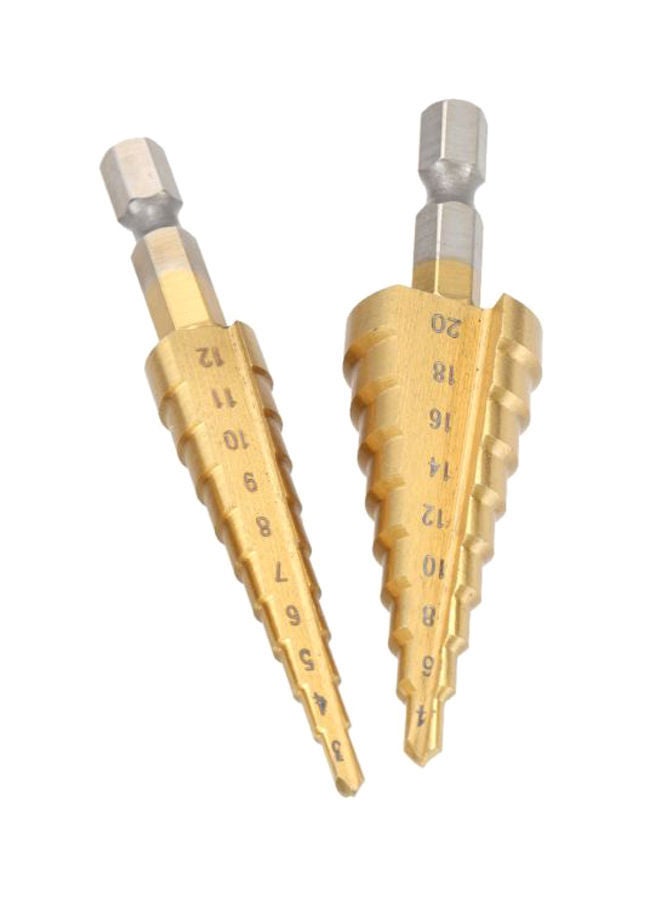 NIBEMINENT 3-Piece Titanium Coated Straight Flute Step Drill Bit Gold/Silver  - Image 2