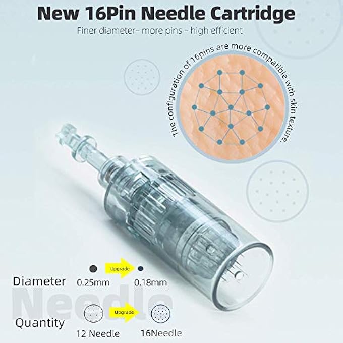 Posee M8 Microneedling Pen 16-Pin Replacement Cartridges (20 Pack) - Image 2