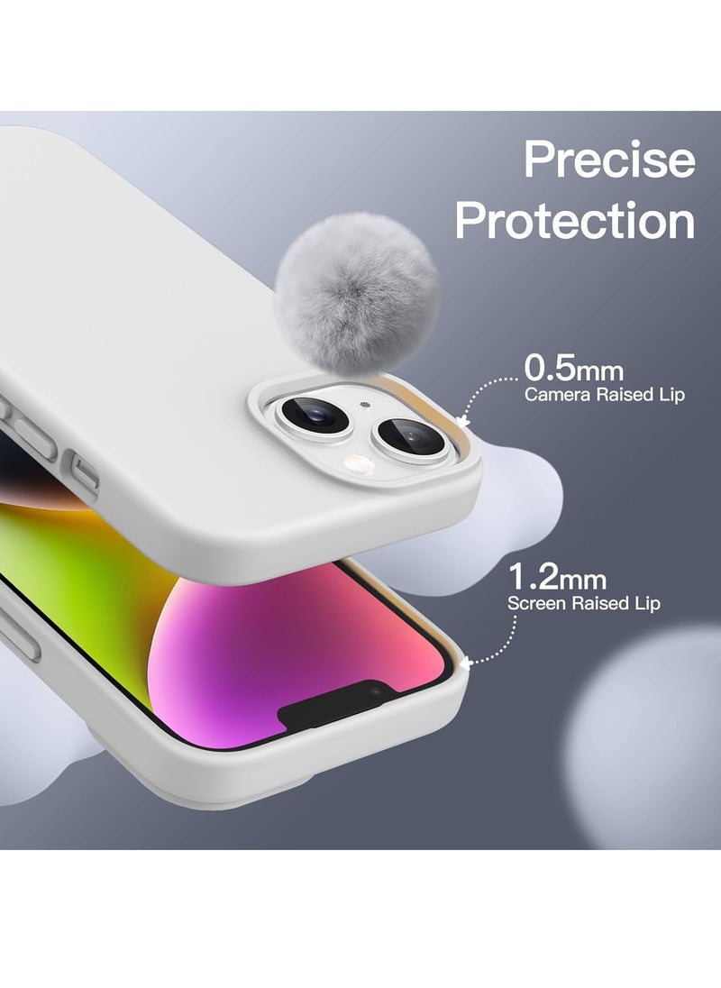 Raxoom 5 in 1 Silicone Case for iPhone 14 6.1-Inch, with 2-Pack Screen Protector and 2-Pack Camera Lens Protector, Full Coverage Tempered Glass Film, Shockproof Phone Cover (Starlight) - Image 4