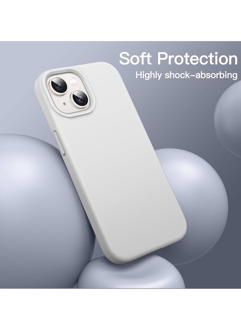 Raxoom 5 in 1 Silicone Case for iPhone 14 6.1-Inch, with 2-Pack Screen Protector and 2-Pack Camera Lens Protector, Full Coverage Tempered Glass Film, Shockproof Phone Cover (Starlight) - Image 3