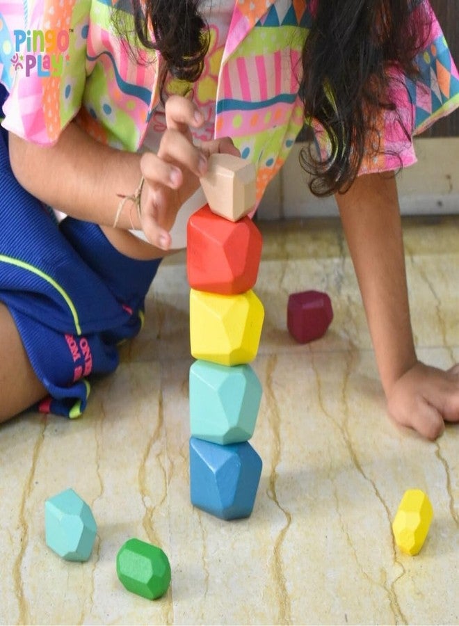 Pingo Play Wooden Balancing Stones for Kids | Montessori Stacking & Activity Toy for Toddlers | Open-Ended Play, Fine Motor Skills, Safe & Non-Toxic Wooden Blocks (16 Pieces, Multicolor) for 3 Years+ - Image 5