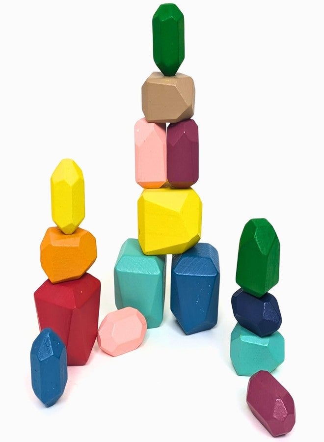 Pingo Play Wooden Balancing Stones for Kids | Montessori Stacking & Activity Toy for Toddlers | Open-Ended Play, Fine Motor Skills, Safe & Non-Toxic Wooden Blocks (16 Pieces, Multicolor) for 3 Years+ - Image 1