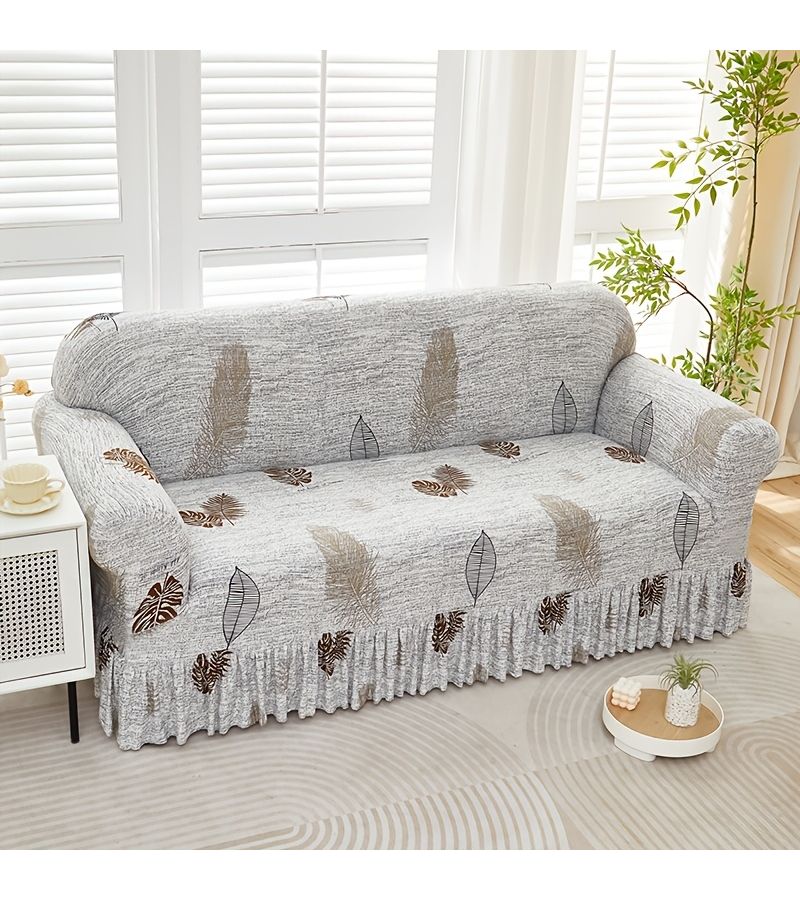 A Two Seater Elastic Fiber Fabric Sofa Cover In A Solid Color Four Seasons Style With Childhood Print Breathable Durable Easy To Clean Aesthetically Pleasing For Home Use - Image 5